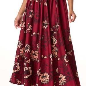Red Floral Maxi Skirt
