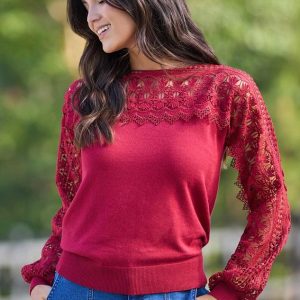 Crochet Trim Sweater