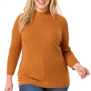 Plus Size Ribbed Mock Neck Sweater