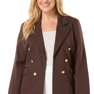 Plus Size Fashion Button Ponte Blazer
