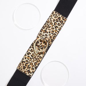 Plus Size Leopard Oval Hook Stretch Belt