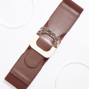 Plus Size Mod Square Brown Stretch Belt