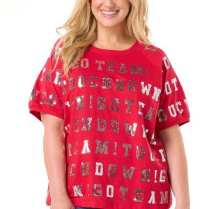 Plus Size Sporty Sequin French Terry Top