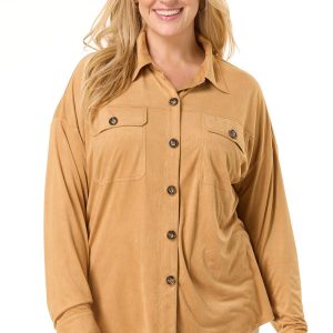 Plus Size Faux Suede Shacket