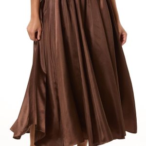Satin Tux Waist Maxi Skirt