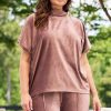 Plus Size Berry Ribbed Velvet Top