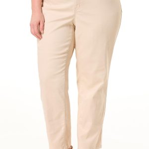 Plus Size Solid Twill Straight Leg Pants