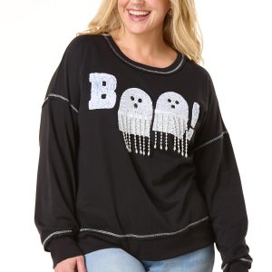 Plus Size Embellished Boo Sweatshirt
