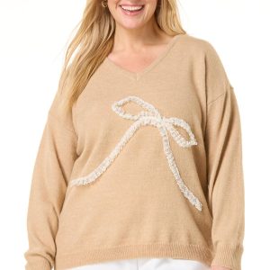 Plus Size Lace Bow Sweater