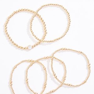 Gold Row Stretch Bracelet Set