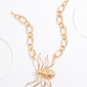 Statement Gold Spider Chain Link Necklace