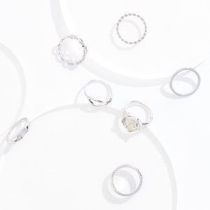 Silver Texture Ring Set
