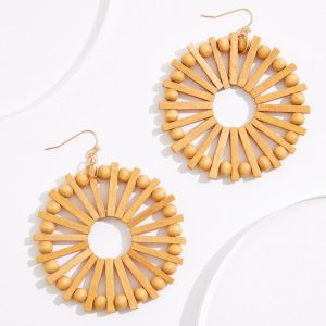 Wood Beam Circle Statement Earrings
