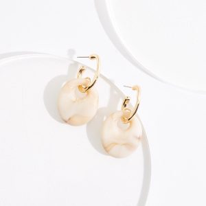 Marbled Lucite Linked Hoop Earrings