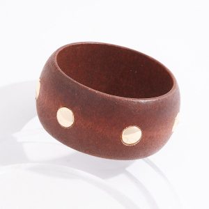 Wood Gold Stud Bangle Bracelet