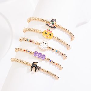 Gold Bead Halloween Icon Bracelet Set