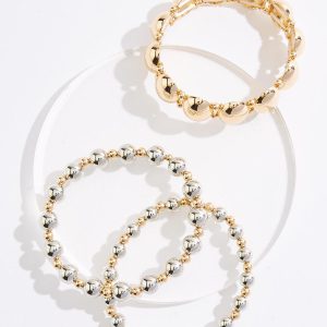 Mixed Metal Stretch Bracelet Set