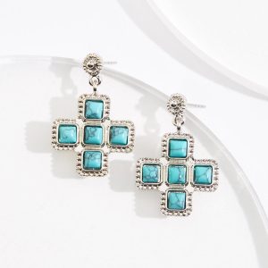 Western Turquoise Cross Earrings