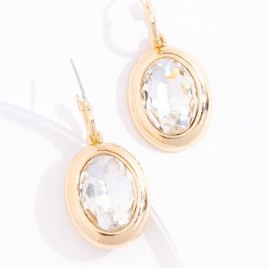 Oval Bezel Charm Earrings