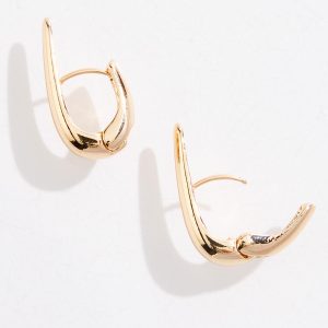 Elongated Gold Hoop Earrings