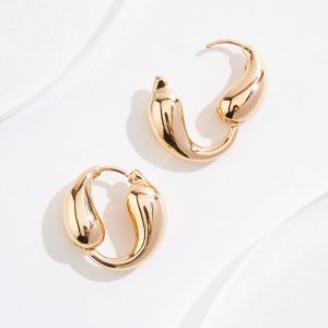 Gold Bean Hoop Earrings