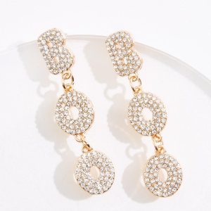 Halloween Boo Pave Linear Earrings