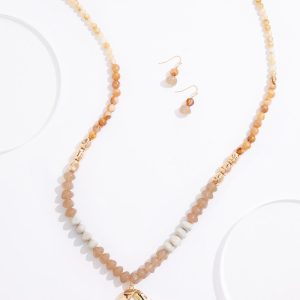 Melted Metal Pendant Lucite Necklace Set