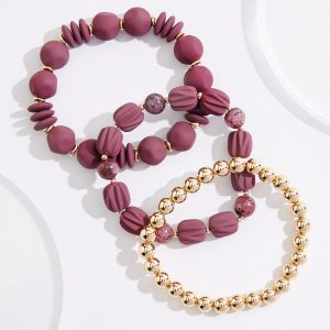 Rubber Ball Gold Stretch Bracelet Set