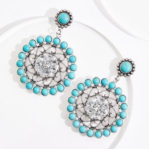 Semi- Precious Western Turquoise Dangly Earrings