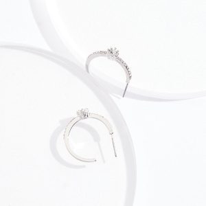 Glass Stone Small Hoop Earrings
