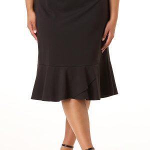 Plus Size Ponte Flounce Hem Skirt