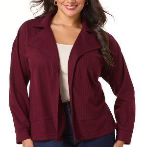 Plus Size Waffled Draped Cardigan