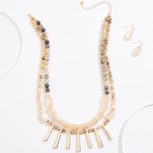 Lucite Matte Gloss Short Necklace Set
