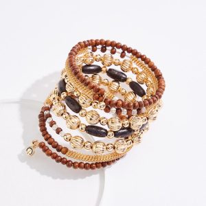 Wood Multi Shape Coil Bracelet