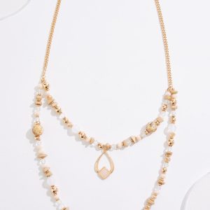 Multi Bead Lucite Layered Necklace