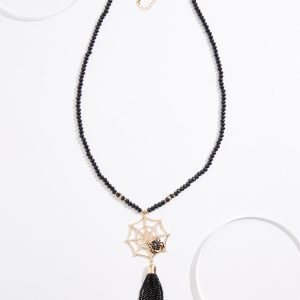 Halloween Spider Web Tassel Necklace