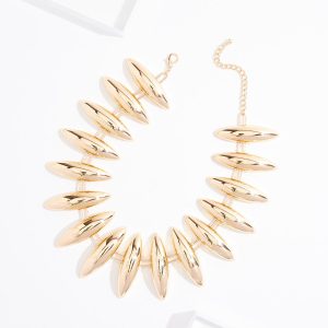 Statement Gold Paddle Choker Necklace