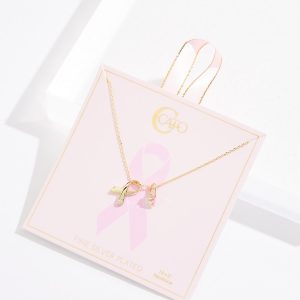 Awareness Ribbon Cubic Zirconia Charm Necklace