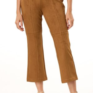 Faux Suede Kick Flare Pants