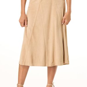 Faux Suede Seamed Skirt