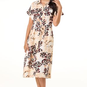 Leopard Floral Shirt Dress