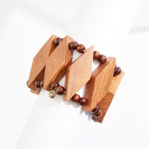 Wood Diamond Shape Stretch Bracelet