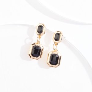 Geo Stone Tiered Earrings