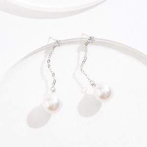 Delicate Linear Pearl Earrings