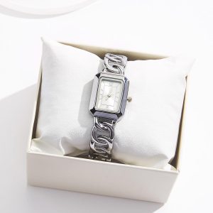 Silver Link Cuff Watch Boxed Jewelry