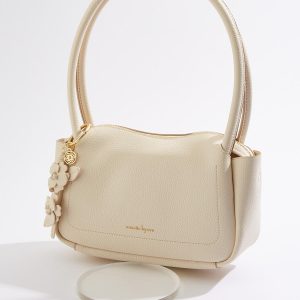 Neutral Faux Leather Satchel