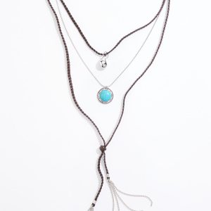 Western Faux Leather Braided Y- Necklace
