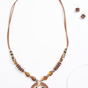 Animal Wood Mixed Bead Necklace Set