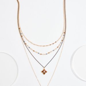 Tortoise Lucite Charm Layered Chain Necklace