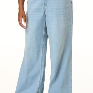 Plus Petite Light Wash Wide Leg Jeans